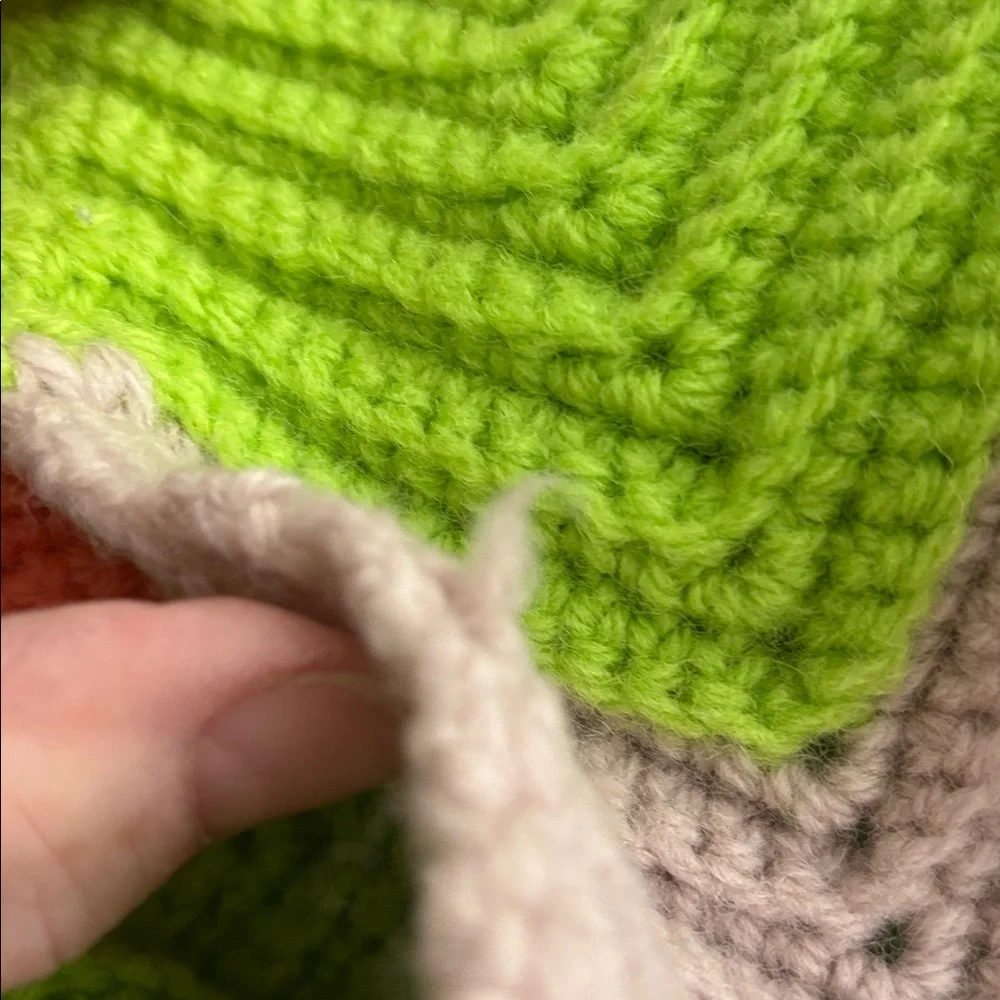 Handmade Crocheted Wool Chevron Afghan Blanket Throw